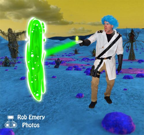 Rick creates a portal with his gun